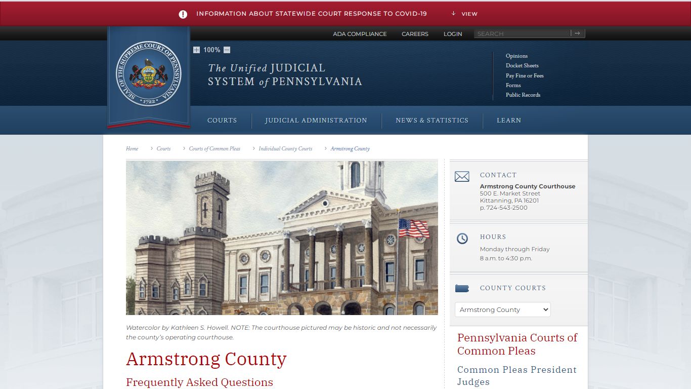 Armstrong County | Individual County Courts | Courts of Common Pleas ...